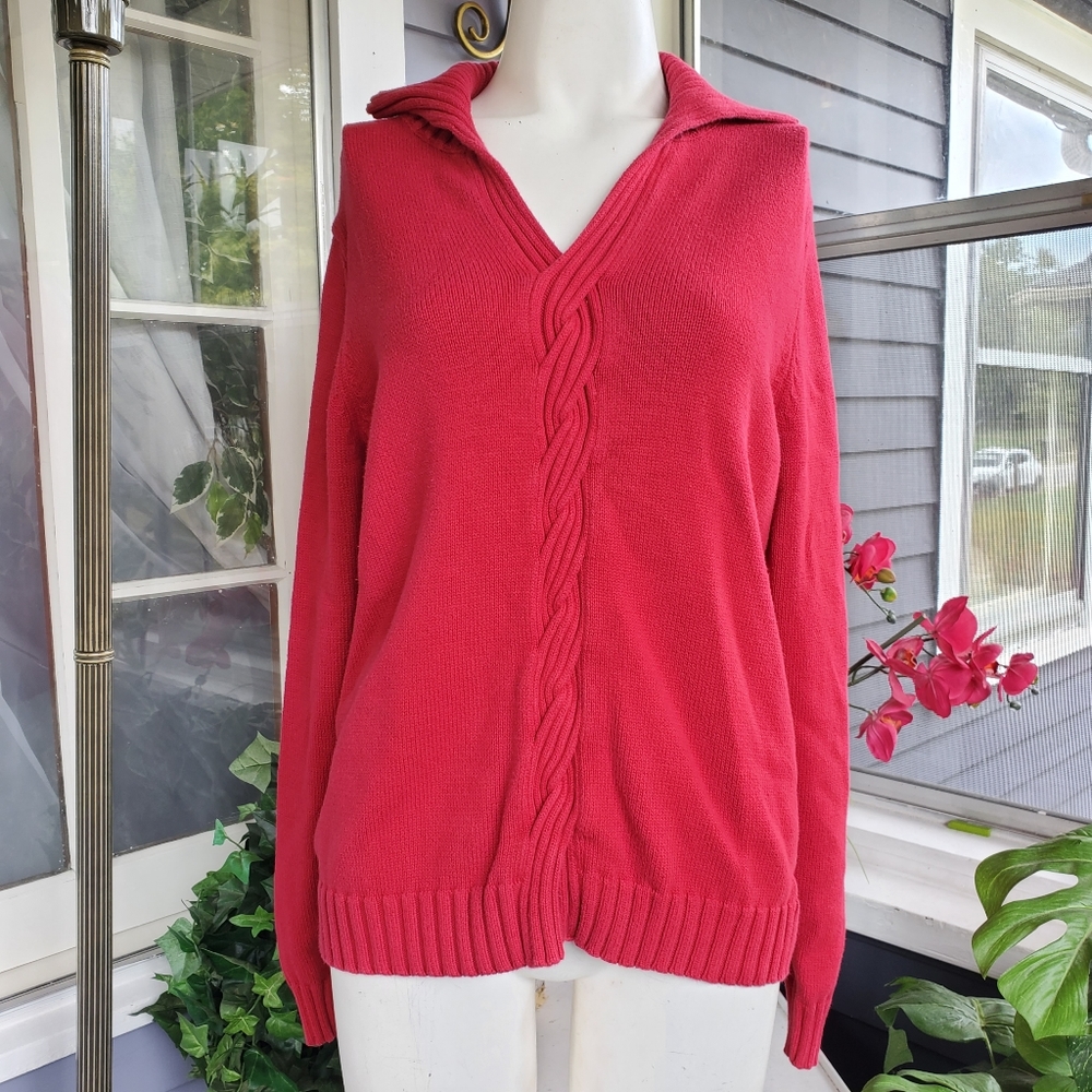 Croft and Barrow Collared Knit Sweater Longsleeved Size L